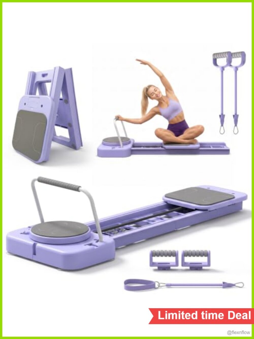 Portable Pilates Reformer Board Home Workout Resistance Cords Sliding Track